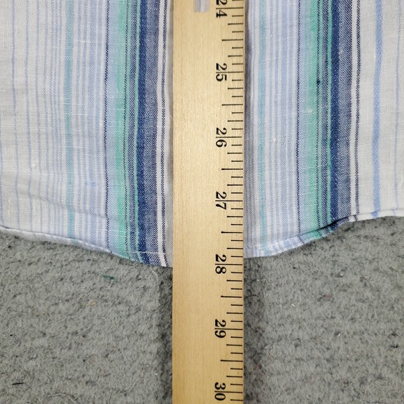 Tommy Bahama Shirt Mens Medium Blue Striped Linen Blend Button Up Long Sleeve - Picture 4 of 7